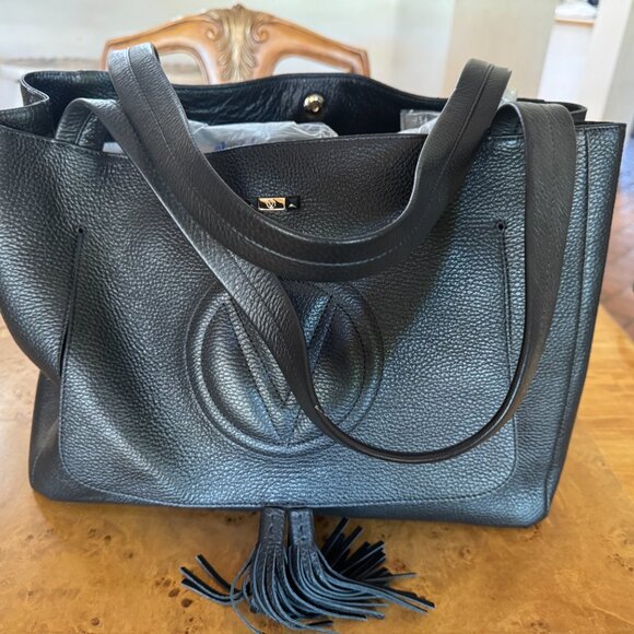 New Valentino Black Leather Handbag/Purse
